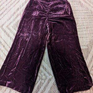 MADEWELL Velvet Huston Wide Leg crop pants, elastic wais burgundy SZ S